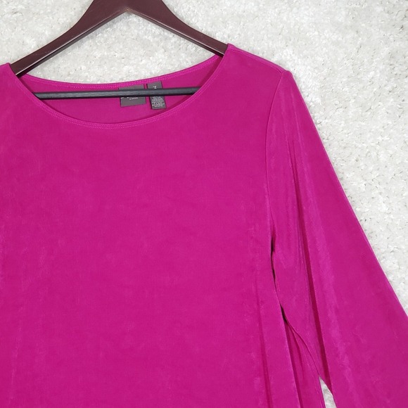 Chicos Travelers Women Slinky Tunic Top Size 3 US XL Pink Stretch Cruise Evening - Picture 3 of 14